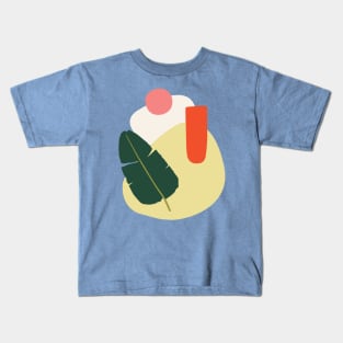 Minimalism abstract forms with tropical babana leaf and peach colors Kids T-Shirt